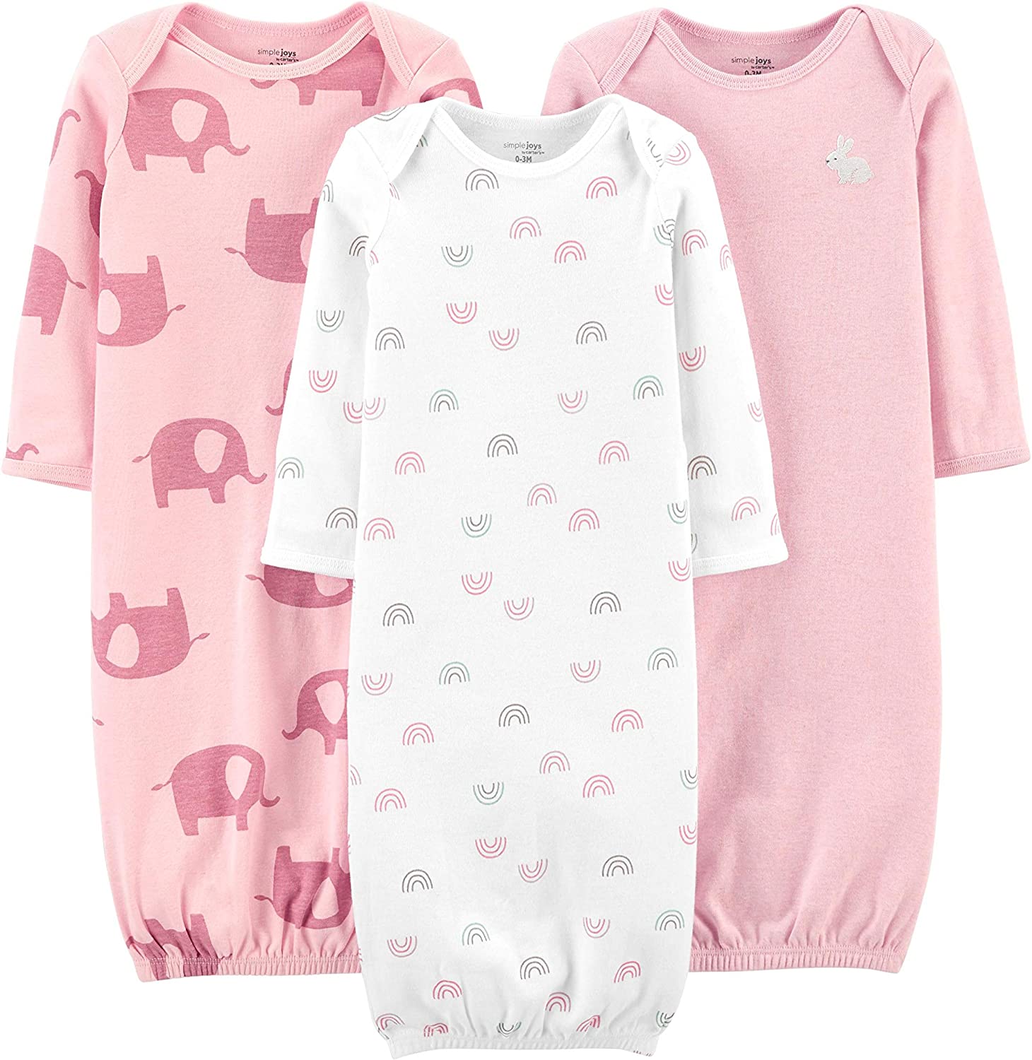 230816030238477_1 Simple Joys by Carter's Girls' 3-Pack Cotton Sleeper Gown - Image 1